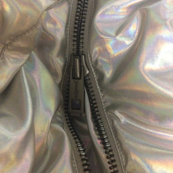 Jocelyn Iridescent Puffer Parka with Multicolored Removable Fur Hood - Picture 4 of 5